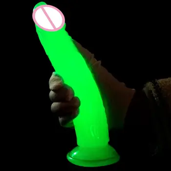 Светящийся имитирующий фаллоимитатор Реалистичный пенис для женщин с присоской XL Толстая пара Эротических анальных игрушек для взрослых для мужчин Игрушка