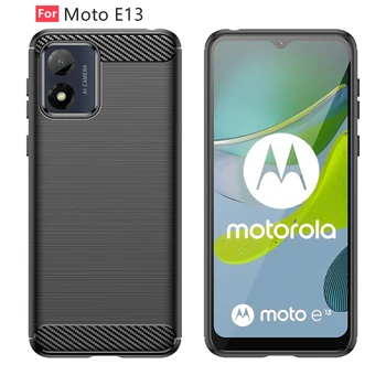 Для Moto E13 Чехол Moto E13 Саппу из Углеродного волокна, Силиконовый бампер для телефона, Противоударный мягкий чехол из ТПУ Motorola Moto E13 E 13