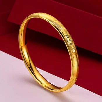Женский браслет с милой резьбой для подруги, подарок на день рождения, из чистого золота 18 карат, изысканный ювелирный подарок
