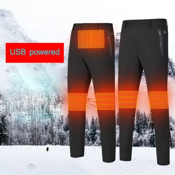 Женские USB Интеллектуальные электрические термоштаны Зимние обогревающие брюки Мужские уличные ветрозащитные брюки Лыжный спорт Кемпинг 3 температуры