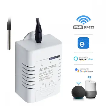 eWeLink Smart TH16 Switch 16A Мониторинг температуры и влажности WiFi Switch Беспроводное Управление, Совместимое С Alexa Google Home
