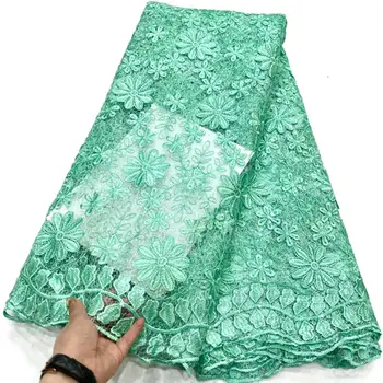NHDN01 Высококачественная африканская кружевная ткань с пайетками, красивая кружевная ткань с вышивкой для вечеринки и свадебного платья