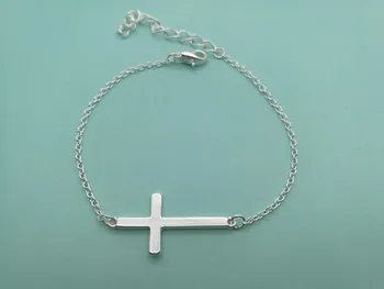Браслет с Боковым Крестом Крутая Вера Христианский Религиозный Браслет с Крестом Простые Крошечные Горизонтальные браслеты с Крестом