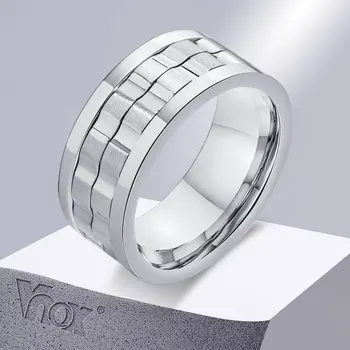 Обручальное кольцо Vnox 9 мм, кольца для мужчин, Антиаллергенное Кольцо из Нержавеющей Стали, Снимающее беспокойство, Снимающее стресс, Подарочное кольцо на палец