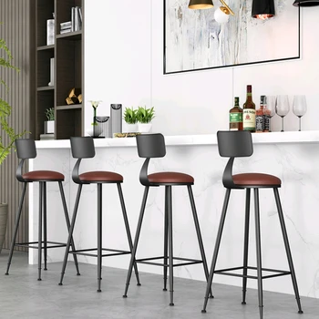 Современный Простой Кожаный барный стул в скандинавском Индустриальном стиле с Мягкой спинкой и стульчиком для кормления с электростатической высокотемпературной краской для выпечки