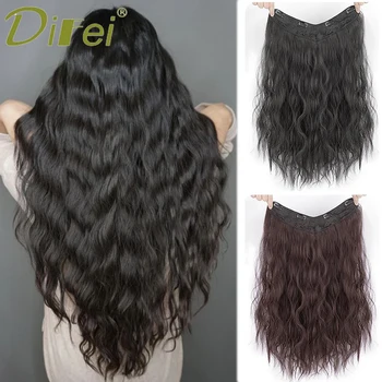 Синтетические V-образные наращивание волос DIFEI, Водяная Рябь, Длинные заколки для волос в женских волосах, термостойкие заколки для волос 45-65 см