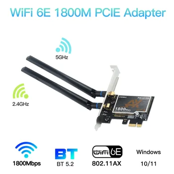 Fenvi 1800 Мбит/с Двухдиапазонный Беспроводной адаптер Bluetooth 5.2 Для WIN10/11 PCIE Wi-Fi Карты 802.11AX Сетевая карта Wlan Для настольных ПК