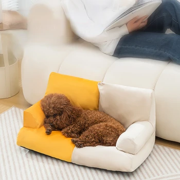Двухместный Цветной диван в стиле пэчворк для кошек и собак, Съемная спинка, Мягкий кошачий домик, Диванные подушки для маленьких и средних домашних животных