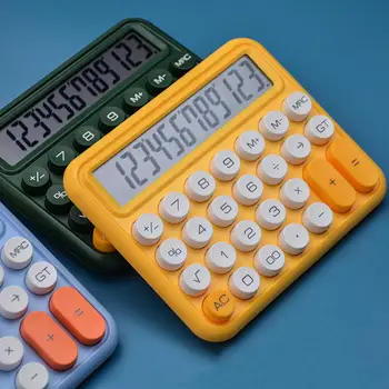 калькулятор с 12-значным дисплеем Розовый Механический калькулятор Точный механический калькулятор с ЖК-дисплеем Большой круглый для офиса