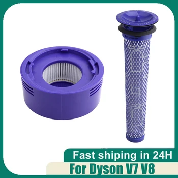 Предварительный фильтр, постфильтр HEPA для пылесоса Dyson V7 V8, запасные части, аксессуары для предварительного и постфильтра