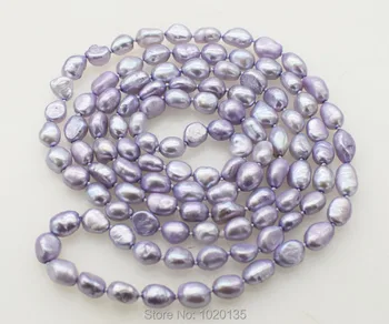 вау! пресноводный жемчуг в стиле барокко, 8-11 мм, фиолетовое длинное ожерелье, 43 дюйма, натуральные бусины оптом для женщин, подарок