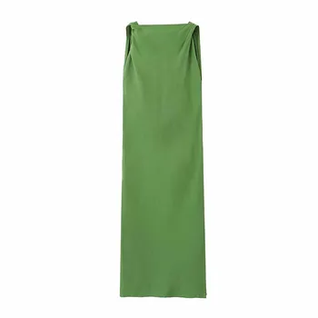 TRAF WOMEN 2023, Весенне-летнее модное новое плиссированное платье из льняной ткани с разрезным дизайном, элегантное женское платье Mujer 4979056