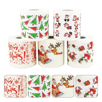 5 Рулонов Рождественской Туалетной бумаги, Принадлежности для салфеток, Подарочный наполнитель, Натуральная древесная масса, Свадьба