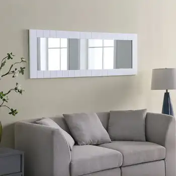 Co. Белое настенное зеркало Abigail Shiplap, Фермерский дом, Прямоугольное, 20 x 0,75 x 60 дюймов