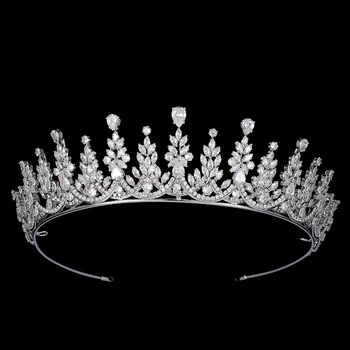 Диадемы и короны HADIYANA Шикарные и изящные женские Свадебные аксессуары для волос BC7027, Обручальная корона принцессы с цирконом