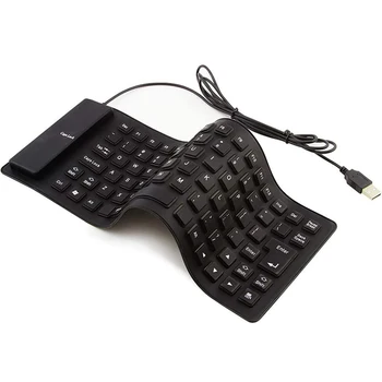 Силиконовая Беззвучная мягкая клавиатура, 85-клавишная Компьютерная клавиатура, USB-проводная клавиатура, Портативный мини-ноутбук, Складная Водонепроницаемая клавиатура
