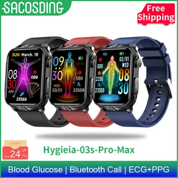 SACOSDING Hygieia-03s-Pro-Max Умные Часы для измерения уровня сахара в крови, ЭКГ + PPG Мониторинг Температуры тела, Умные Часы, Женские Часы, Фитнес-Трекер