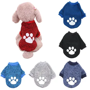 S-XL Одежда для домашних животных, Теплый флисовый пуловер для маленьких собак, Кошек, Модный свитер с рисунком собачьей лапы, 6 цветов, Высококачественные товары для домашних животных
