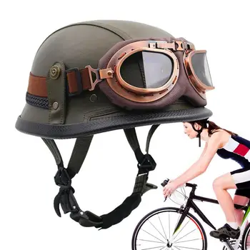 Новые мотоциклетные шлемы Немецкие винтажные аксессуары для мотоциклов Черные летние ретро-шлемы унисекс С защитными очками