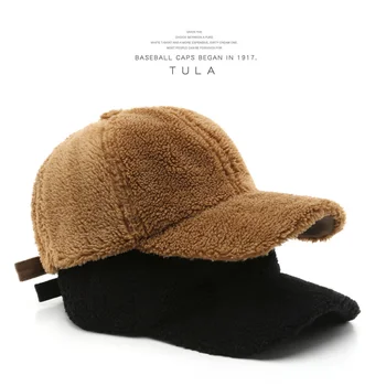 Теплые зимние бейсболки, Плюшевая флисовая кепка из искусственной овечьей шерсти, Ветрозащитная шляпа для папы, Модная кепка Snapback, обычная кепка