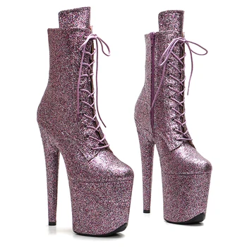 Leecabe/Женские вечерние туфли на платформе и высоком каблуке с блестящим верхом 20 см/8 дюймов, ботинки для танцев на шесте