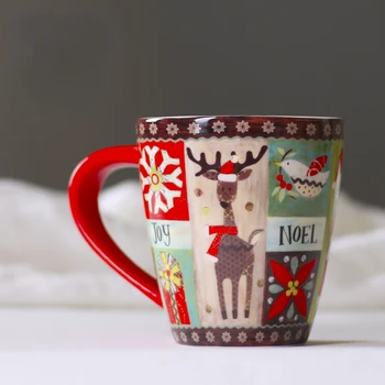 Теплая рождественская подарочная чашка с густым кофе, молоком, чаем, Лось, снеговик, Керамическая чашка, кружки для влюбленных, кофейные чашки