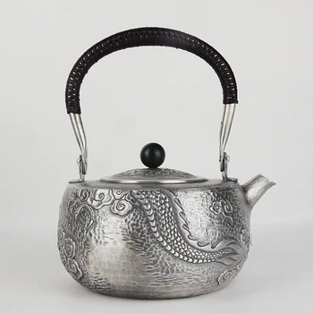 чайный сервиз кунг-фу из чистого серебра, ручное производство, чистое серебро 999 пробы, чайник для воды 