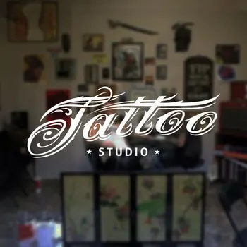 Наклейки с логотипом тату-студии, декор, Модный крутой дизайн, виниловые наклейки с татуировками, художественное оформление витрины тату-студии F868