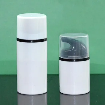 50 МЛ пластиковая бутылка безвоздушного лосьона черный насос белая/прозрачная крышка для лосьона/эмульсии/сыворотки/анти-УФ солнцезащитного крема для ухода за кожей
