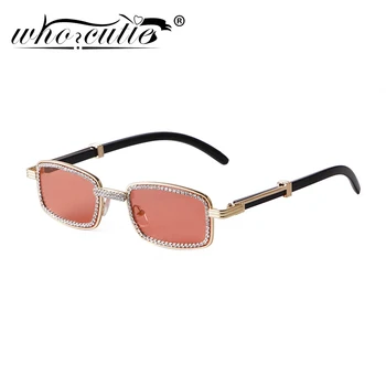 Модные солнцезащитные очки с розовым прямоугольником в виде бриллианта Для женщин 2022, Фирменный дизайн, Роскошные очки со стразами, Прямоугольные солнцезащитные очки для женщин