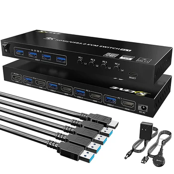 Многофункциональное устройство общего доступа USB LAN Splitter Switch игровой HDMI-совместимый разветвитель 4K HDMI-совместимый /USB3.0 KVM-переключатель