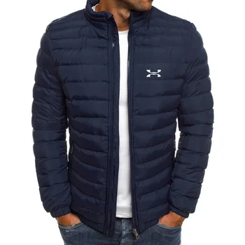 Зимняя куртка, мужская теплая парка с воротником-стойкой, Уличная мода, Повседневная брендовая верхняя Мужская зимняя пуховая куртка
