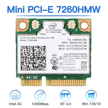 Intel 7260HMW Mini PCI-E Wi-Fi Сетевая карта Двухдиапазонная 2,4 G/5 ГГц, совместимая с Bluetooth 4,0 802.11ac/a/b/g WiFi Адаптер для настольных компьютеров