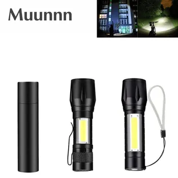 Muunnn Портативный светодиодный фонарик с 3 режимами, перезаряжаемый фонарик с зумом, светодиодный фонарик XPE COB, водонепроницаемый фонарь для кемпинга