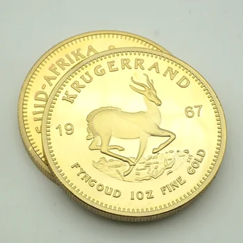 1967 Южноафриканские монеты Крюгерранд и американский Буйвол Сувенирная позолоченная монета круглый заказ по смешанному заказу