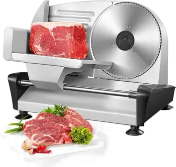Мясорубка для домашнего использования, Машина для нарезки деликатесных продуктов с двумя лезвиями 7,5 дюйма и регулируемой толщиной 0-15 мм для Мяса, Чи
