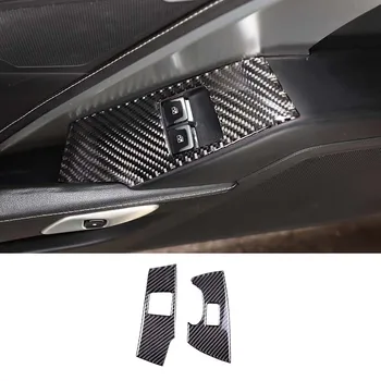 Автомобильные аксессуары из настоящего углеродного волокна, рамка для кнопки подъема оконного стекла, декоративная наклейка для Chevrolet Corvette C7 2014-2019