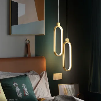 Современный светодиодный подвесной светильник nordic gold прикроватная лампа для спальни кухонная подвесная лампа лофт читальный зал декор коридора Внутреннее приспособление