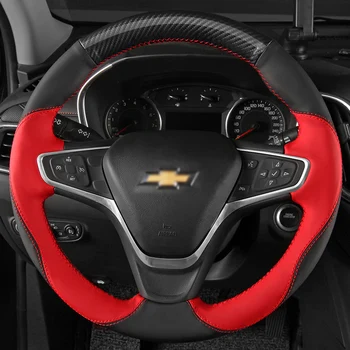 Сшитая вручную Черно-красная замшевая Крышка Рулевого колеса Автомобиля из углеродного волокна для Chevrolet Malibu XL 2016 2017 Equinox 2017 2018
